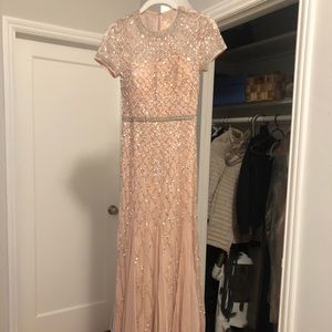 Adrianna Papell short sleeve beaded maxi